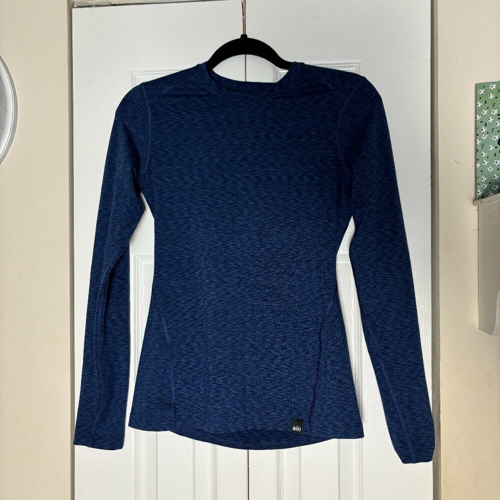 REI Co-op Dark Blue Heather Stretchy Fitted Long Sleeve Shirt XS